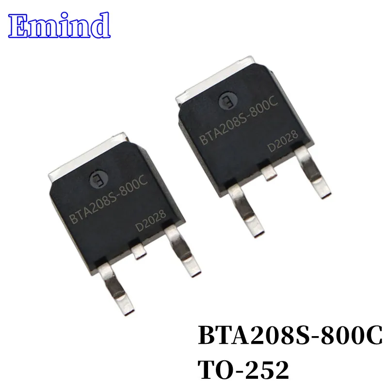 

10Pcs BTA208S-800C Thyristor TO-252 8A/800V BTA208S SMD Triac Large Chip