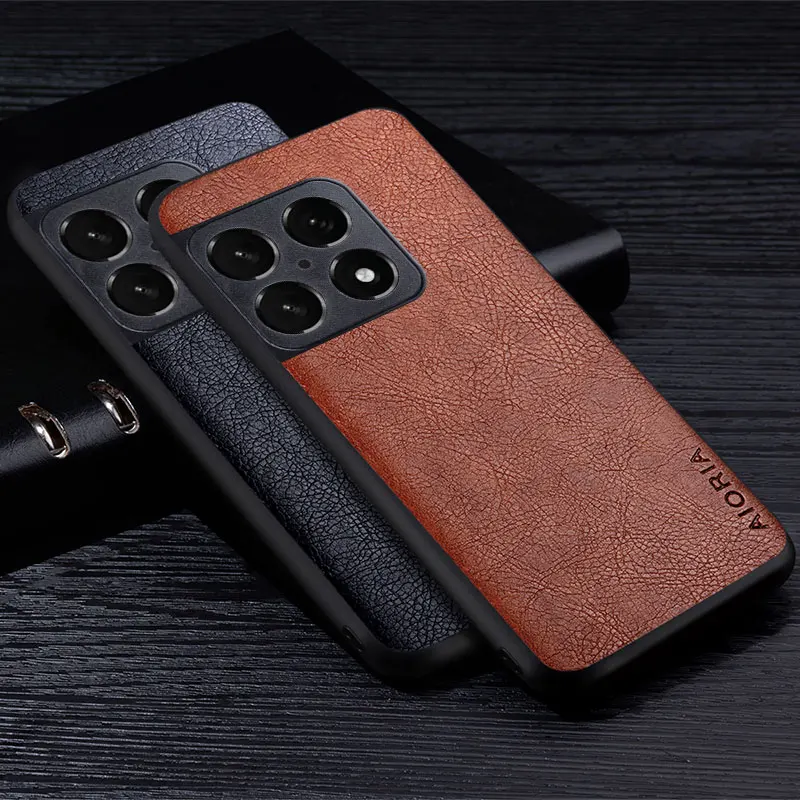 Premium Business-Style Retro Litchi Pattern Leather Phone Case