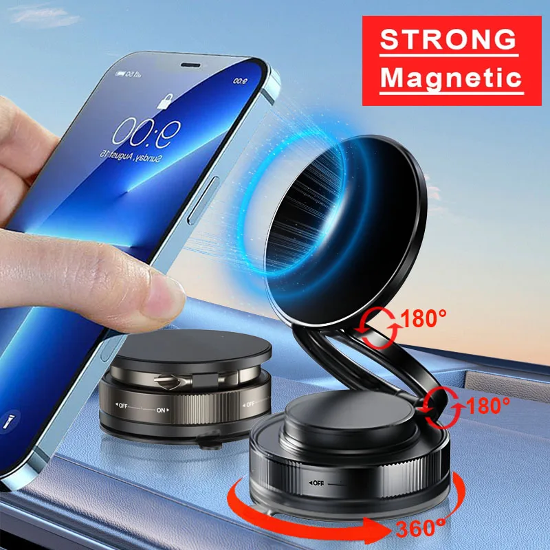 Kebidumei Foldable Phone Holder Car Magnetic Vacuum Adsorption Bracket 360 Degree Rotation GPS Navigation Support Sucker Stand