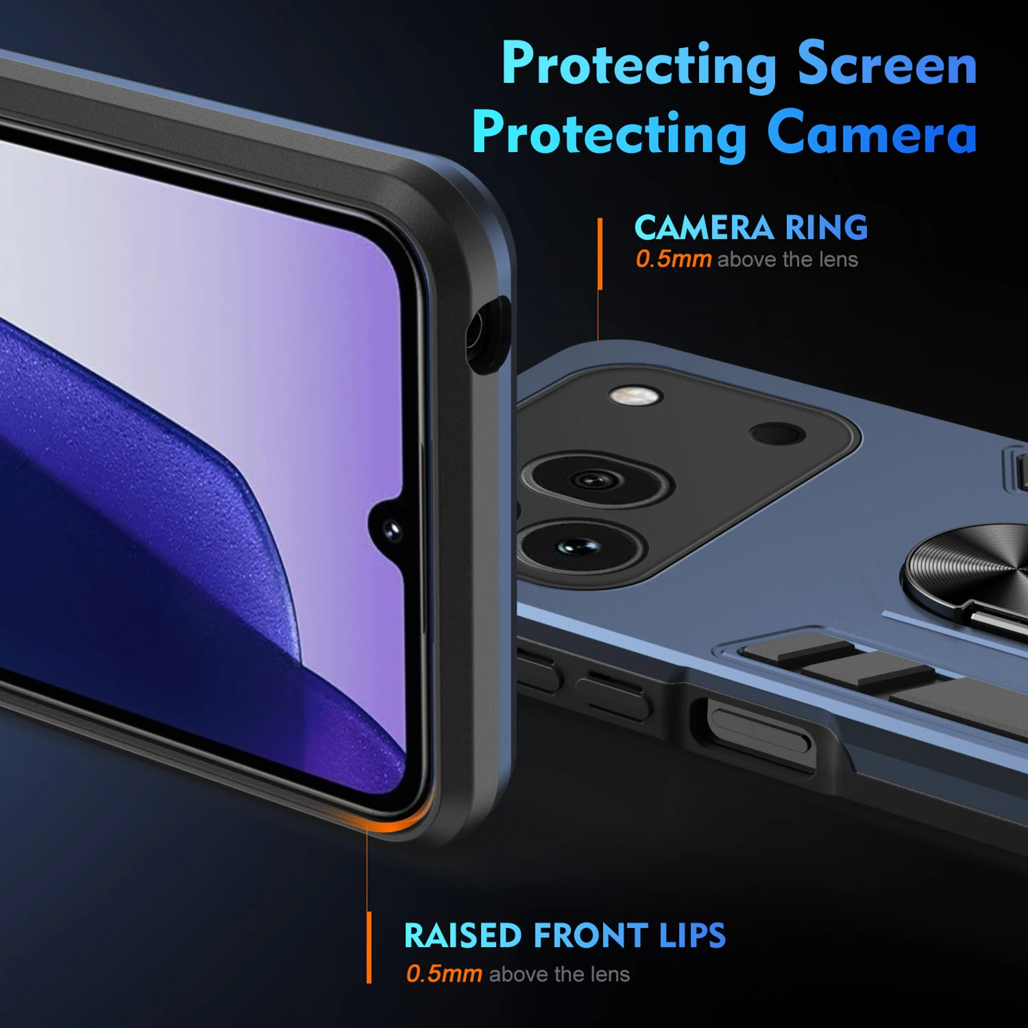 Armor Shockproof Phone Case with Ring Holder Stand and Protective Cover
