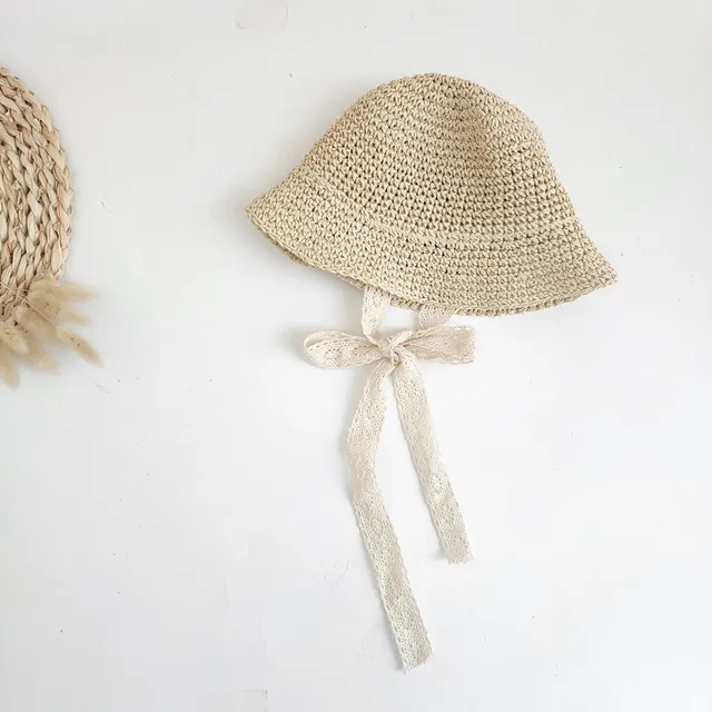 Fashion Lace Baby Hat Summer Straw Bow Baby Girl Cap Beach Children Panama Hat Princess Baby Hats and Caps for Kids 1PC 4