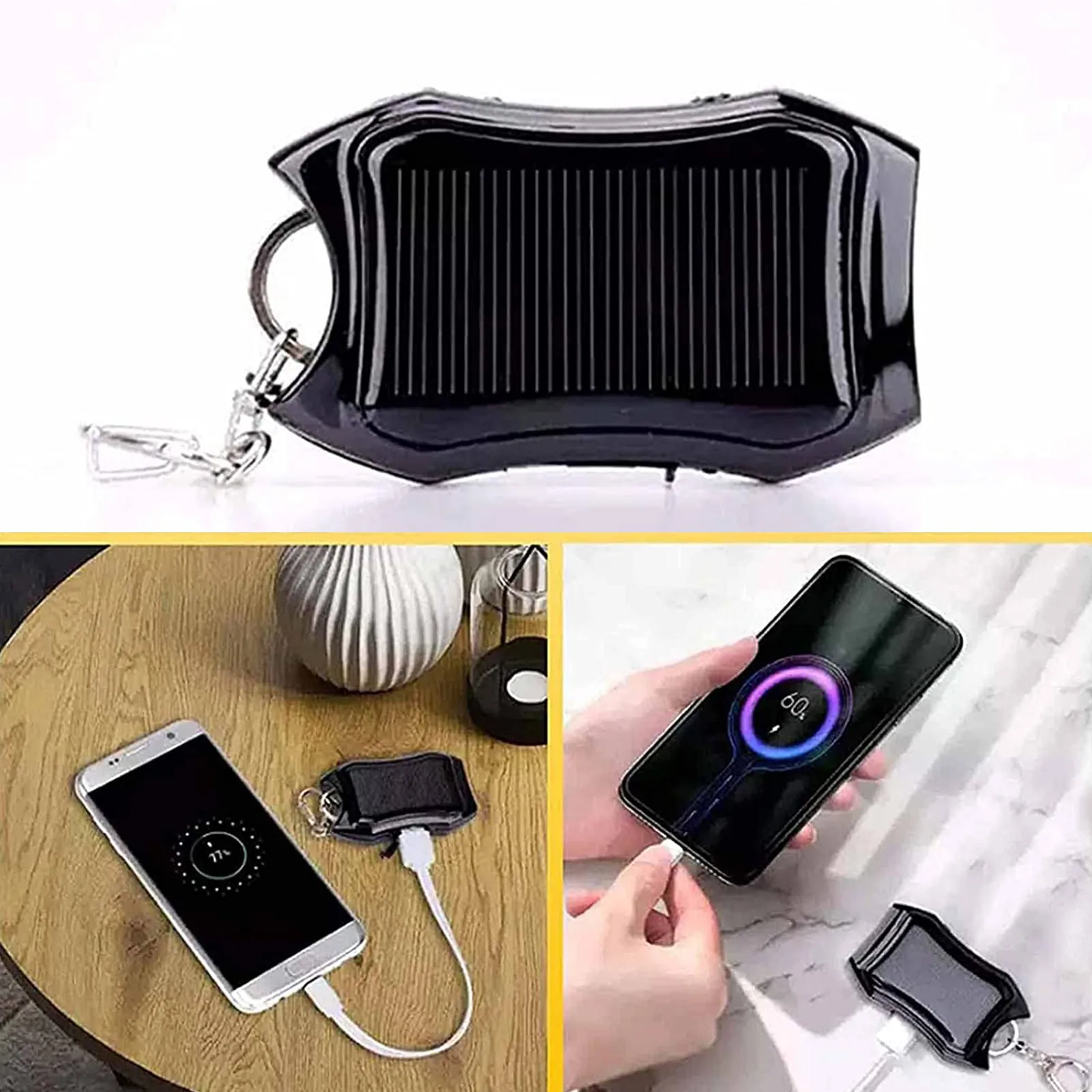 Small Solar Charger 1500mAh Large-capacity Battery Keychain For Cellphones Tablets Electronic