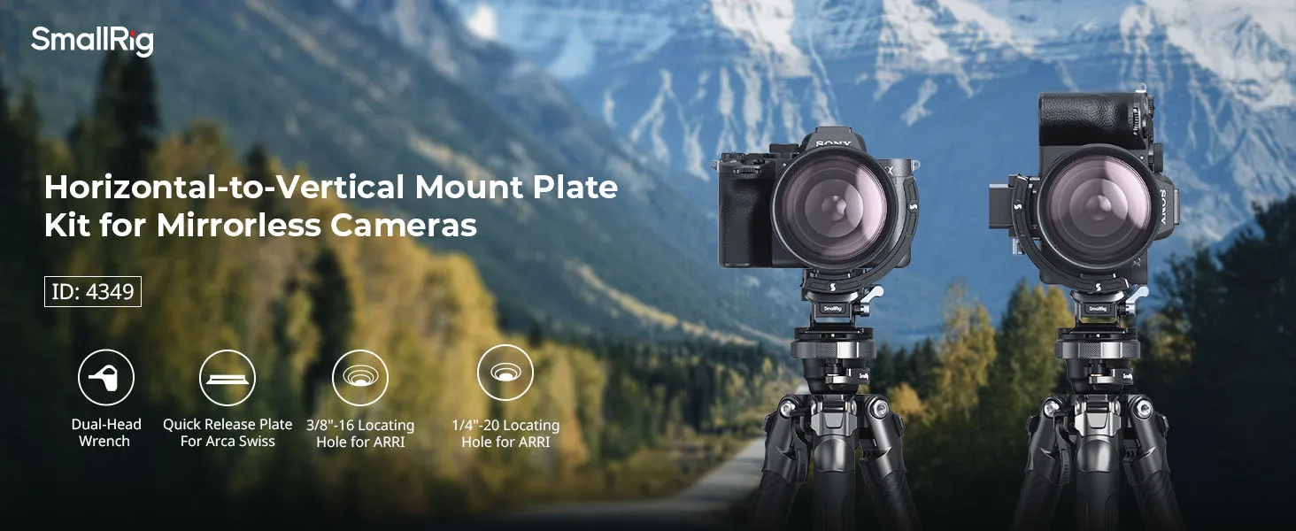 ZV-E10 Horizontal-to-Vertical Mount Plate Kit for Mirrorless Cameras for Sony Al
