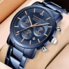 2024 New Multi functional Watch Hannah Martin Brand 46mm Blue Silver Stainless Steel Leisure Quartz Timing Watch Freee Shipping 1