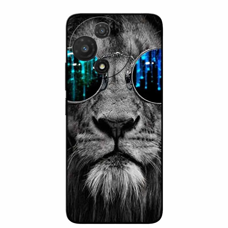 Fashion Protective Silicone Back Cover with Animal Design - Black Phone Case
