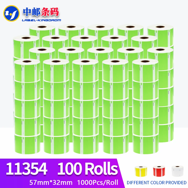 

100 совместимые рулоны Dymo зеленая 11354 этикетка 57 мм * 32 мм 1000 шт для LabelWriter 400 450 450Turbo Printer Seiko SLP 440 450