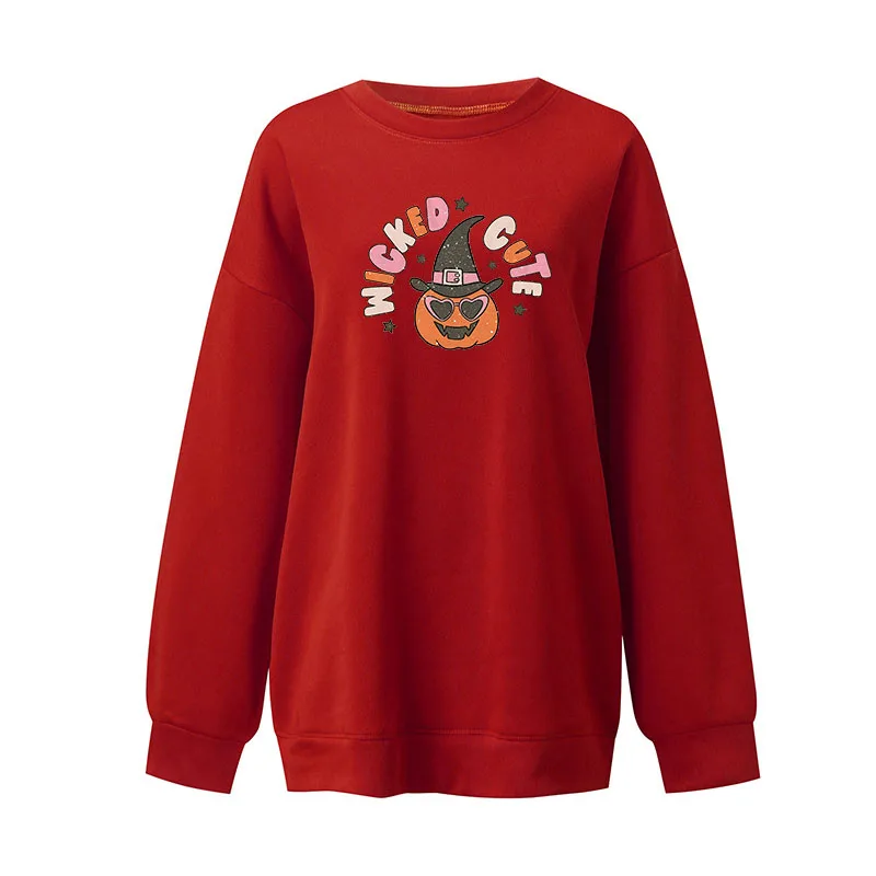 Round Neck Solid Color Printed Sweatshirts 2022 Women's Clothing All-match Loose Long Sleeve Casual Fleece Pullovers Female Tops