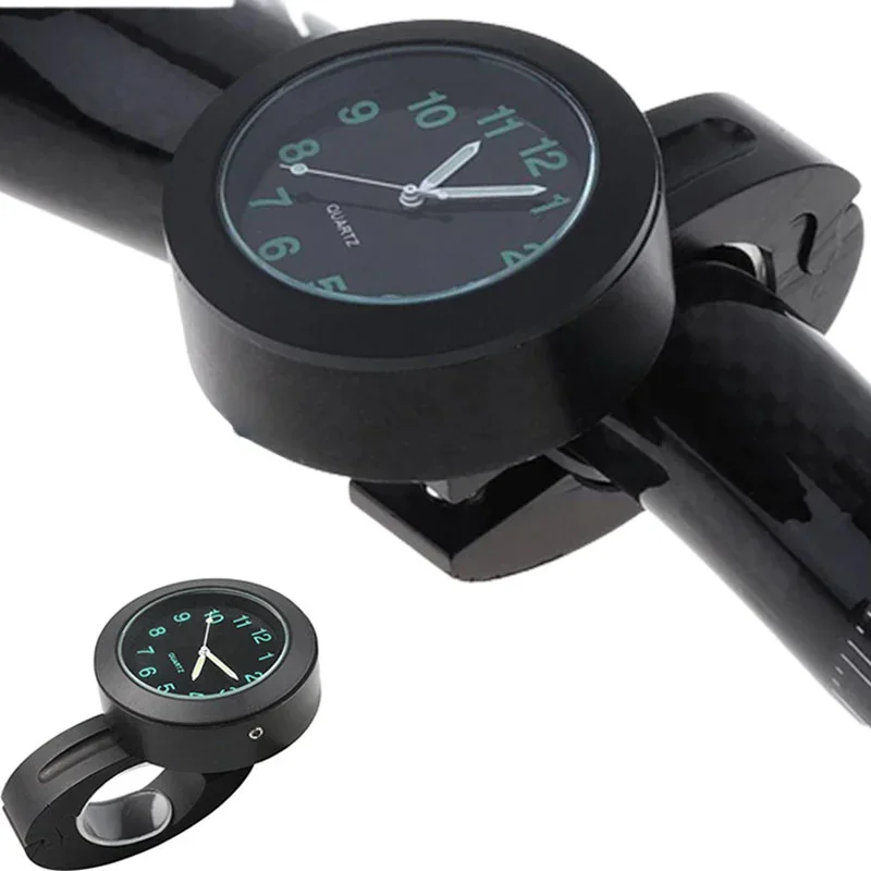 Motorcycle Handlebar Clock Universal Waterproof Chrome Motorcycle Bike Handlebar Mount Quartz Aluminum Luminous