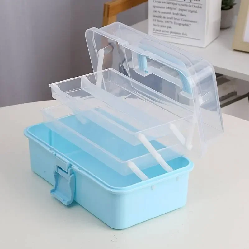 Three-layer Plastic Craft Sewing Folding Tool Art Student Miscellaneous Storage Box Storage Container Diamond Painting Storage Box