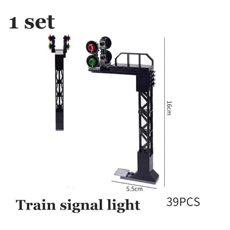 City Train Railway Building Blocks Set - Tracks, Station, and Buffer Stop Bricks Collection