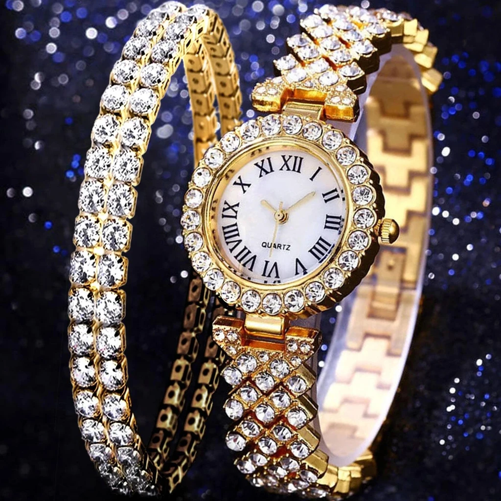 3pcs/2pcs watches set luxury rhinestone