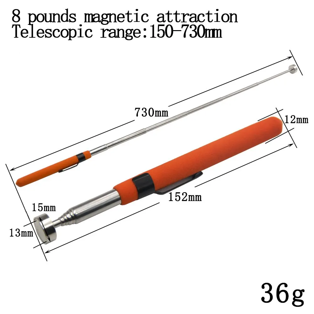 5 Pound Magnetic Retractable Pickup Black Suction Iron Rod