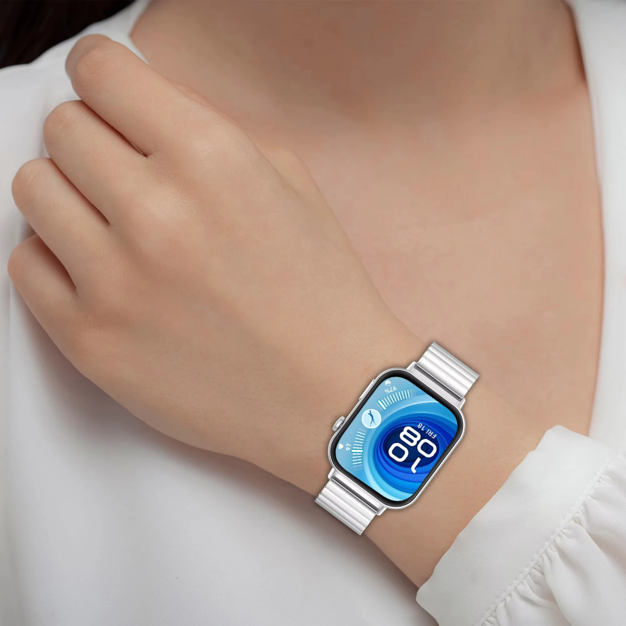Premium Stainless Steel Wristband for Smartwatches - Elegant Metal Strap and Bracelet