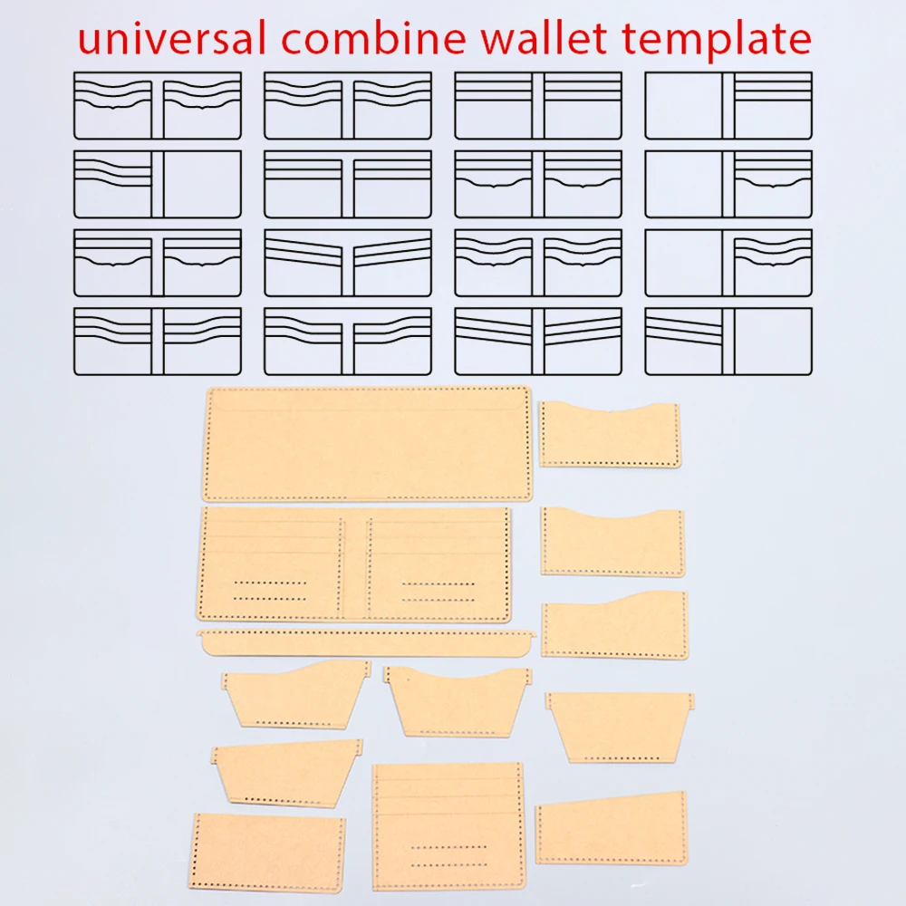 Universal Free Combine Short Wallet Cardholder Sewing Pattern Leather Craft Die Cutting Template