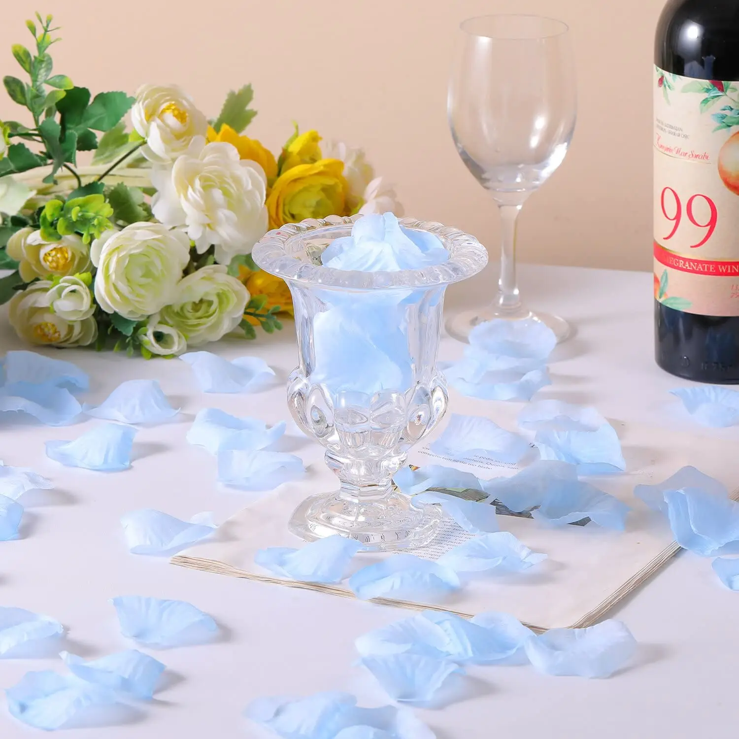 Artificial Rose Petals 500Pcs/Bag Light Blue Rose Petals for Wedding Flower Girls Artificial Florals Petals for Romantic Night