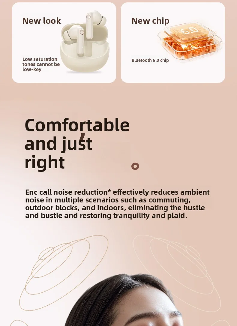 Bluetooth Earphones Comfortable Long-Wearing Earbuds New 2025 Model Pain-Free De