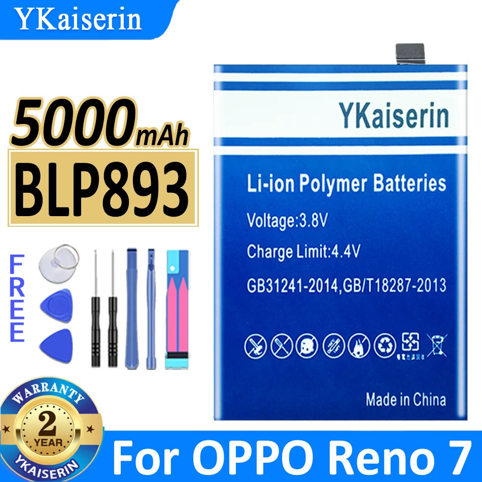 

5000mAh YKaiserin Battery BLP893 For OPPO Reno7 RENO 7 Bateria