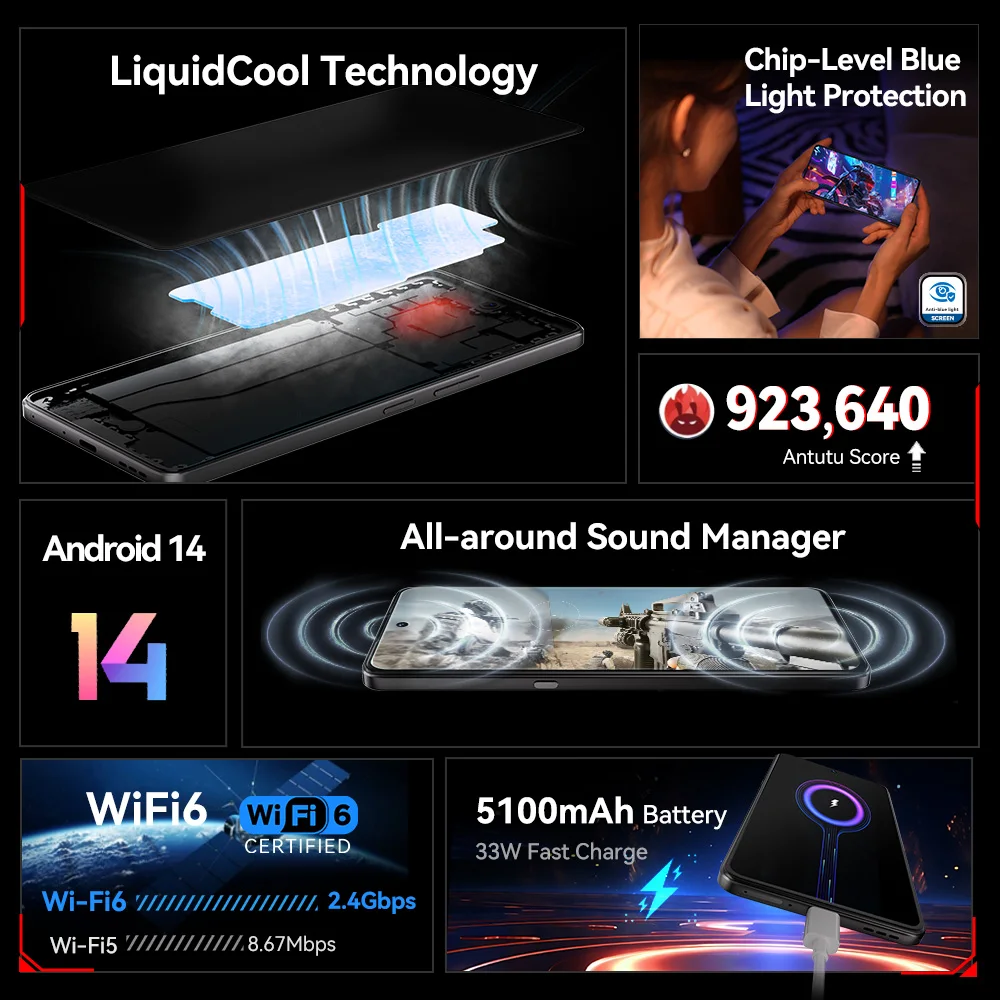 5G Smartphone CUBOT MAX 5, Dimensity 8200 4nm 3.1GHz, 6.95-inch 144Hz Large Screen, Gaming Phone, 24GB RAM(12GB+12GB), 256GB ROM 6