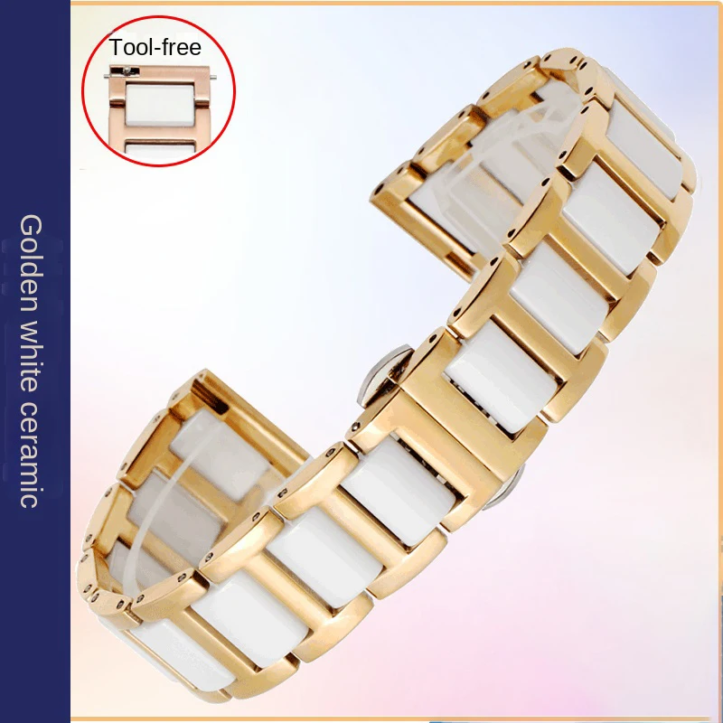 Elegant Ceramic Metal Strap Bracelet with Tool Set - Available in Various Sizes and Colors