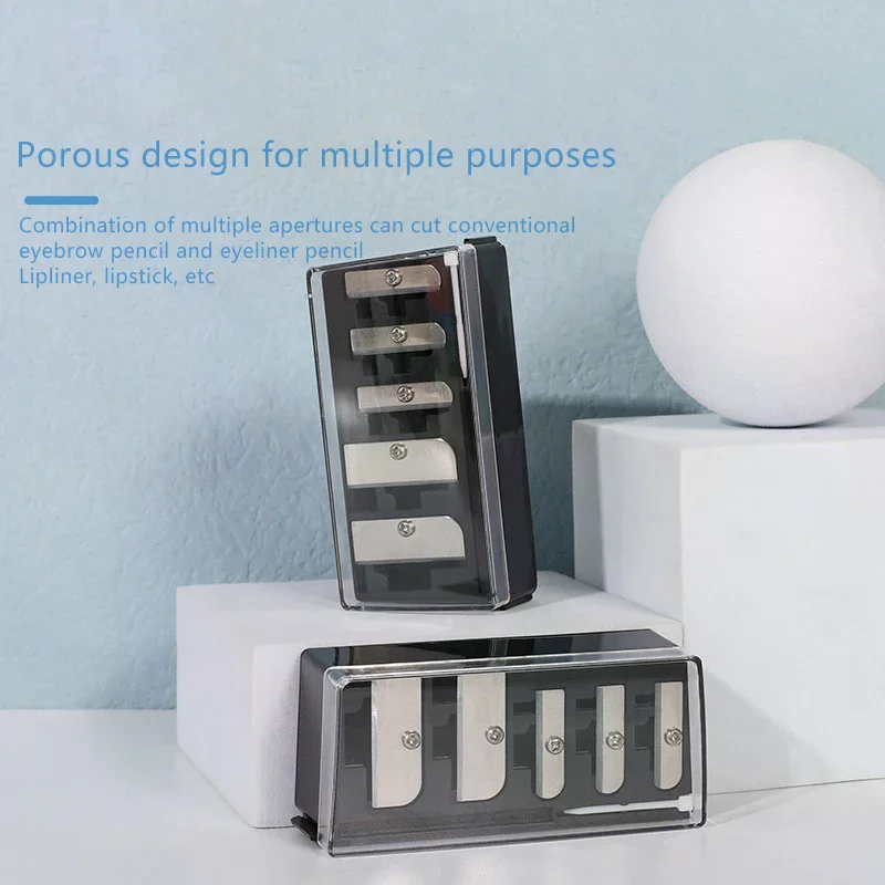 5홀 샤프너 다기능 연필깎이 뚜껑 포함 아이라이너 립라이너 연필용