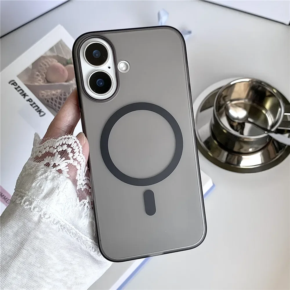 Frosted Matte Translucent Magnetic Wireless Charging Rugged Phone Case