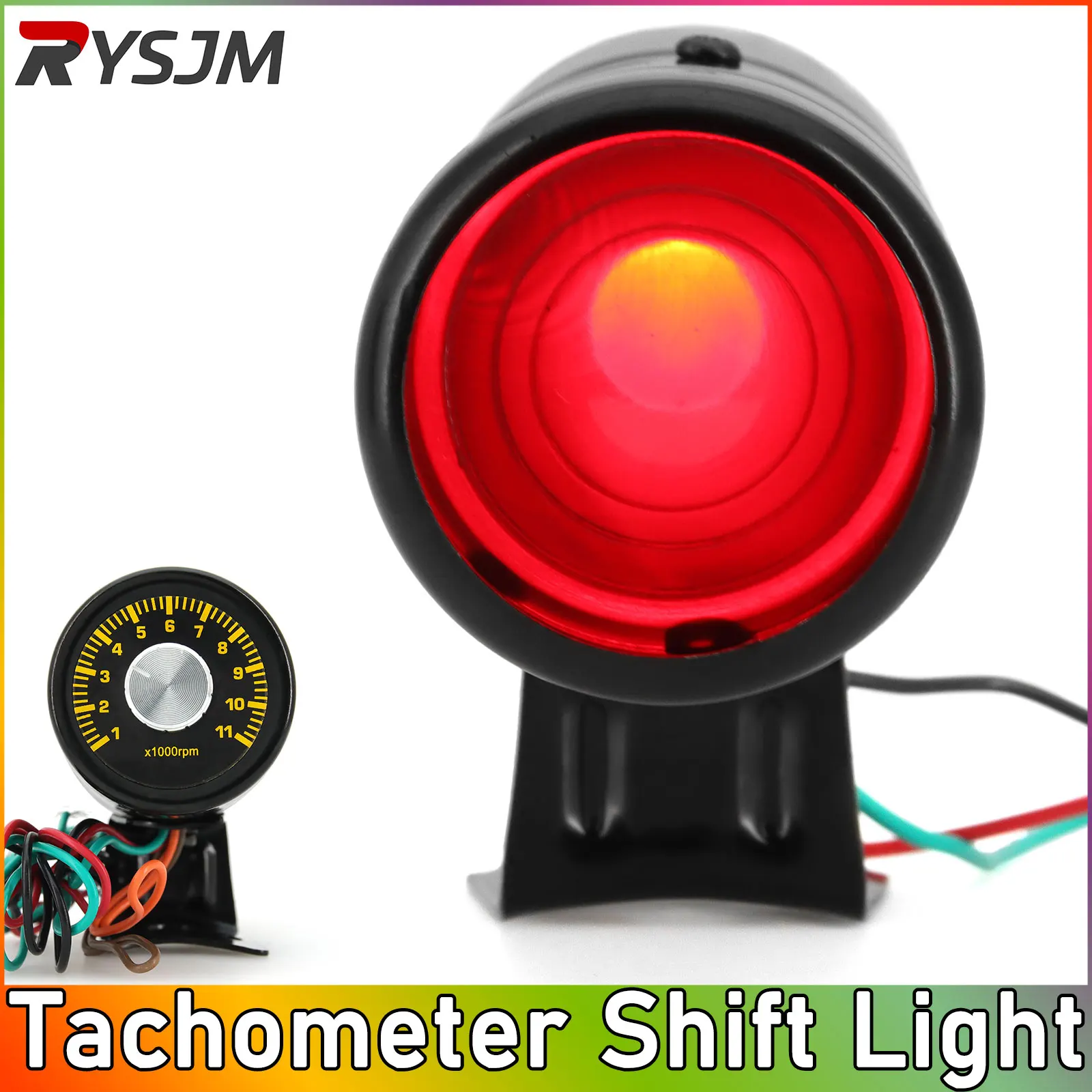 thumbnail image 2 of ESUPPORT Red LED Adjustable Tachometer - Universal RPM Shift Light For 4,6,8 Cylinder Engines 2 of 4