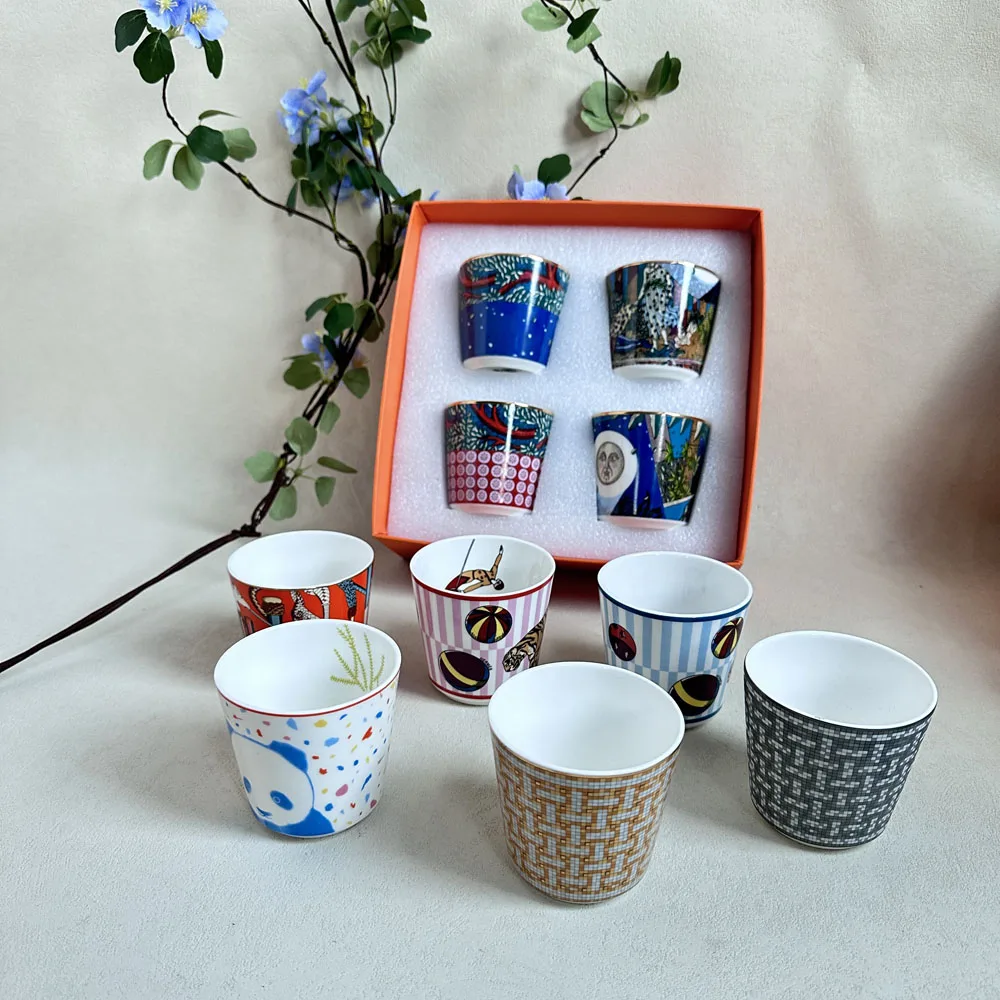 

European Light Luxury Ceramic High Mouth Cup Bone China English Tea Cup Coffee Milk Breakfast Cup Office Home Cup Gift