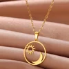 Collier géométrique en acier inoxydable pour femmes, pendentif tournesol, chaîne de clavicule, accessoires de bijoux esthétiques