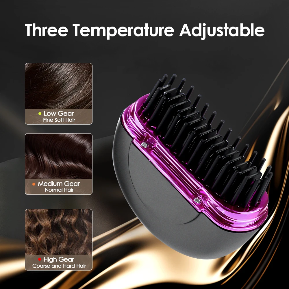 Portable Mini Straightening Comb USB Rechargeable Travel-Friendly Hair Straightener Brush Anti-Scald Cordless Hair Straightener 3