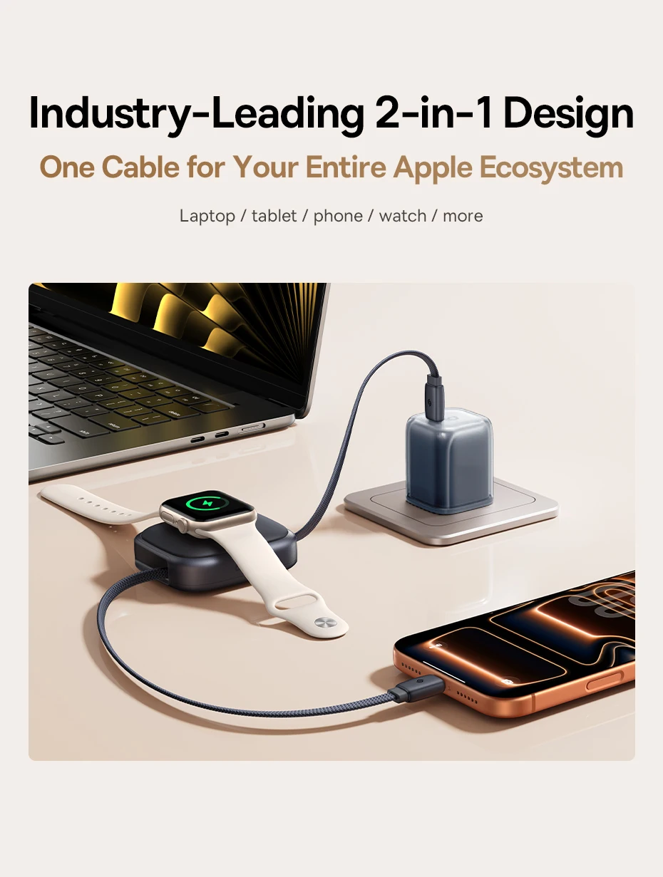 Baseus 100W Retractable USB-C Cable with Apple Watch Charger