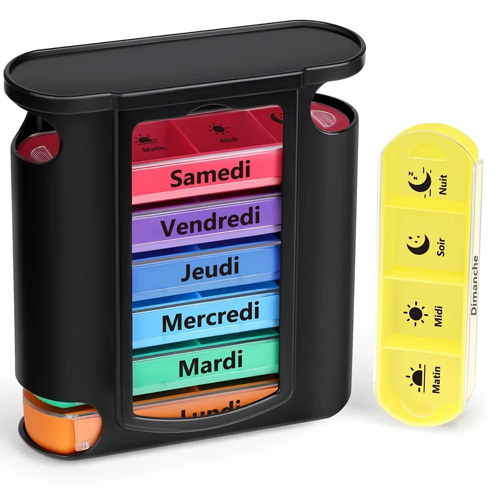 Weekly Pill Organizer with Four Daily Compartments for Simplified Supplement Management