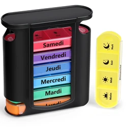 Weekly Pill Organizer with Four Daily Compartments for Simplified Supplement Management (Black)