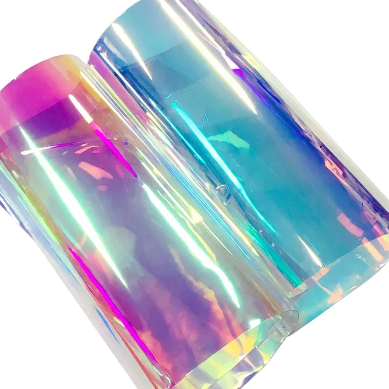30x135cm Iridescent Holographic Clear Transparent PVC Fabric Leatherette Laser Rainbow Film Vinyl Craft Bags DIY Bows Making