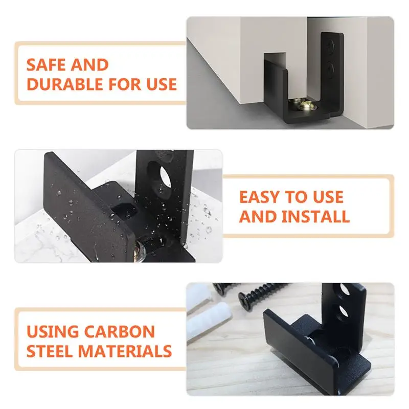 Carbon Steel Floor Guide Wall Mount Door Stopper Swing Preventor Sliding Doors Accessories Barn Door Bottom Guide Hardware