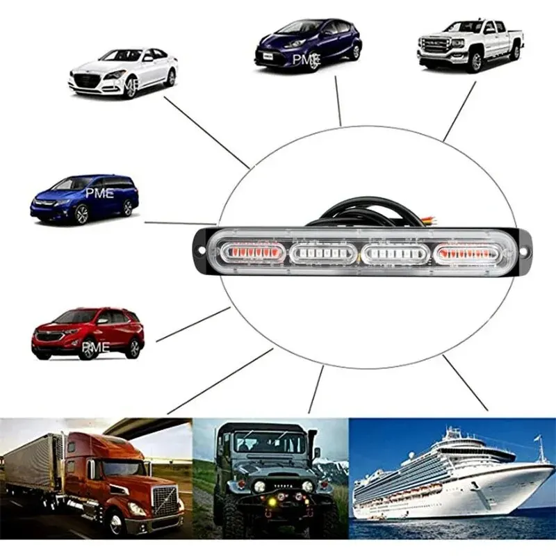 12V-24V 24LED LED Car Truck Body LED Luce laterale Avvertimento Luce di emergenza senza batteria per auto Van Truck Moto - immagine 4