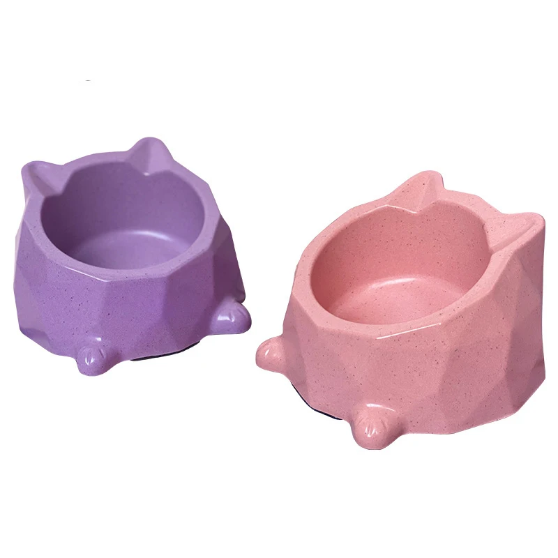 

1Pcs Pet Bowl Cat Bowl Dog Bowl Dog Water Bowl Oblique Neck Protector Color Bamboo Fiber Bite Resistant Food Bowl Pet Supplies