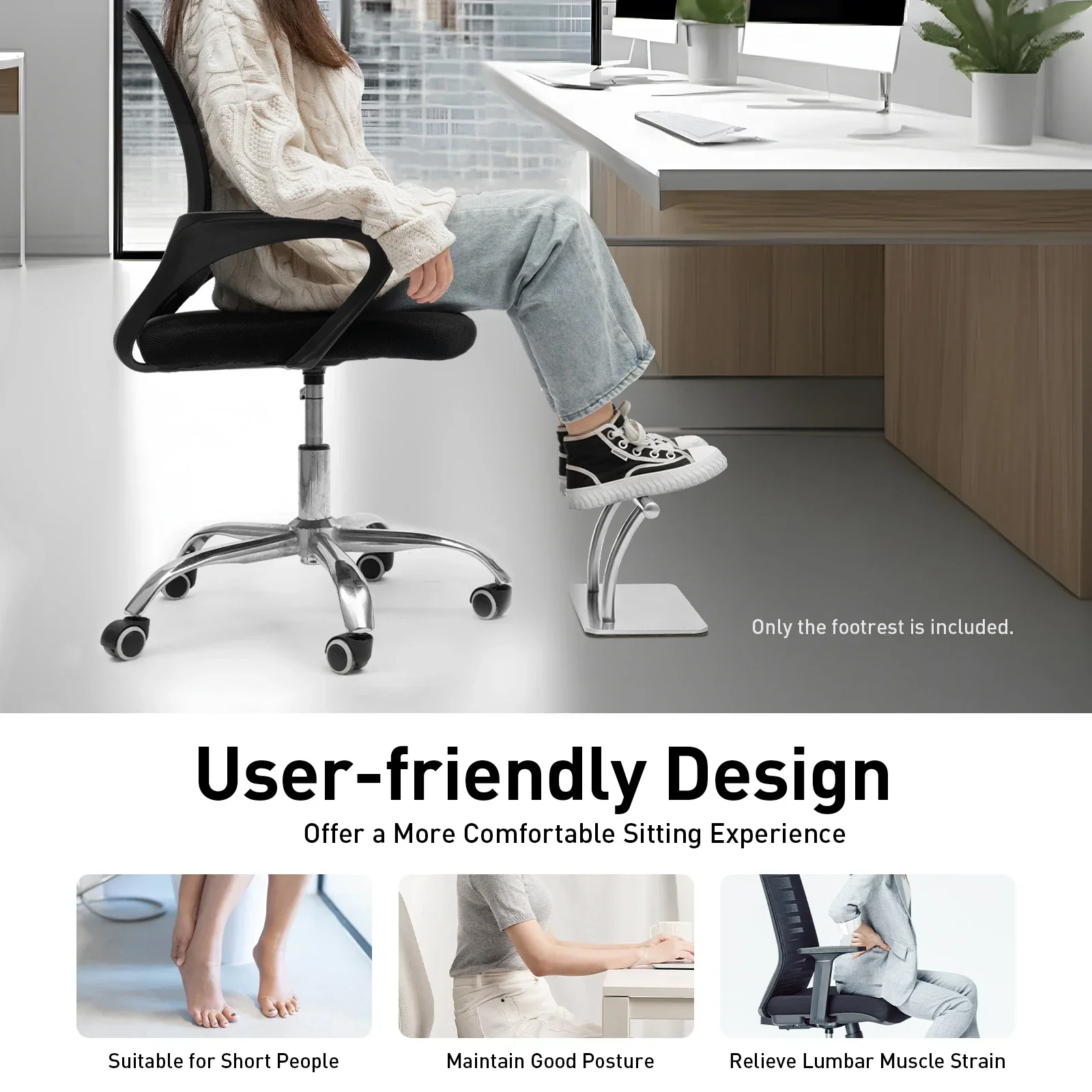 Silver Stainless Steel Barber Chair Footrest for Barbershop