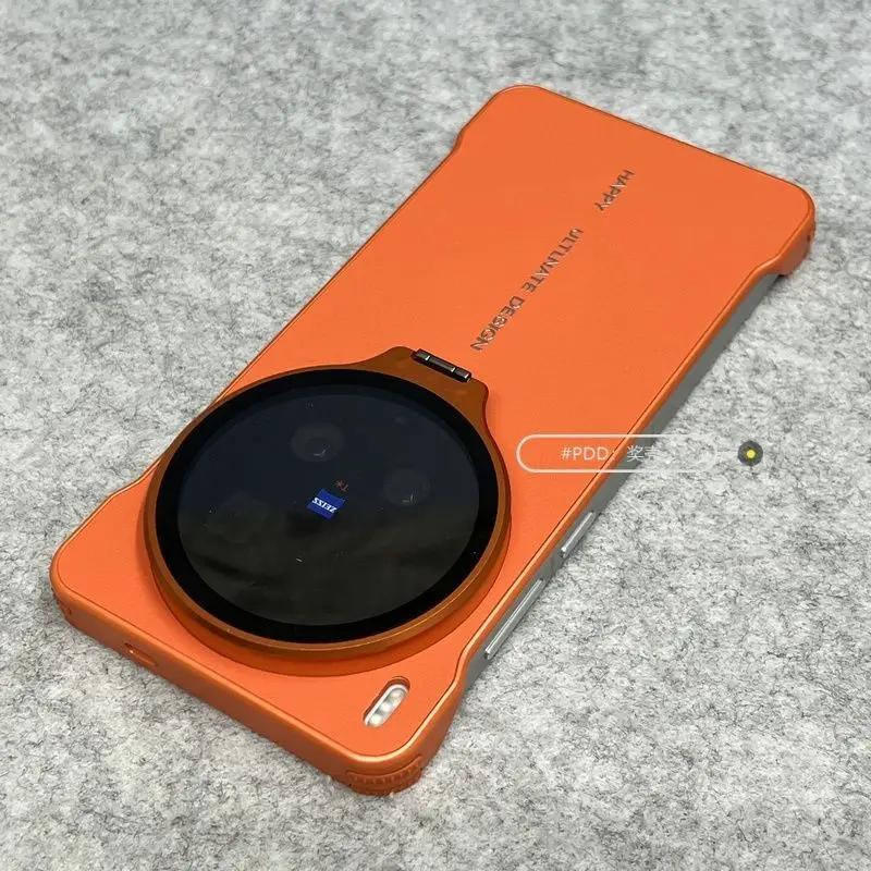 Luxury Leather Shockproof Case with Lens Protection & Bracket - Rimless, Skin-friendly Feel Cover