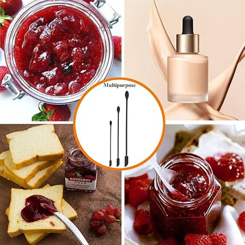 Silicone Spatula 3 PCS Mini Reusable Double ended Tiny Spoon Kitchen Beauty