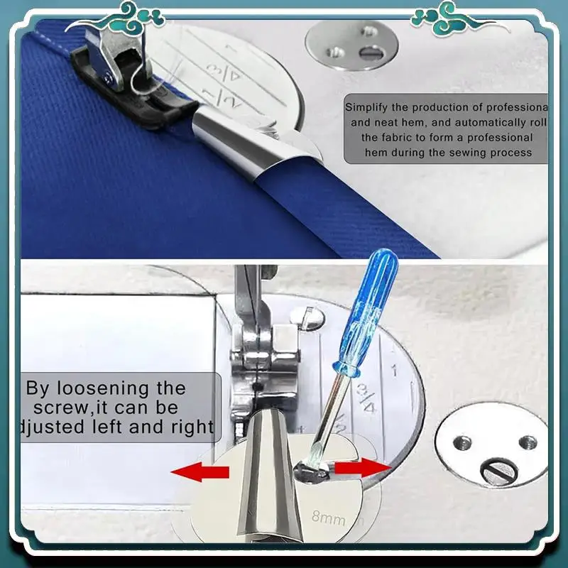 Sewing Rolled Hemmer Foot Set 4Pcs (4/6/8/10MM),Universal Sewing Machine Parts Rolled Hem Presser Foot