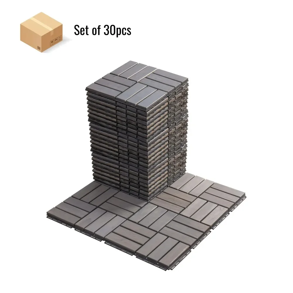 

Miniyam Interlocking Deck Tiles, 30 Packs 12"x12" Waterproof Patio Floor Decking Tiles for Pool Balcony Backyard Porch, Gray