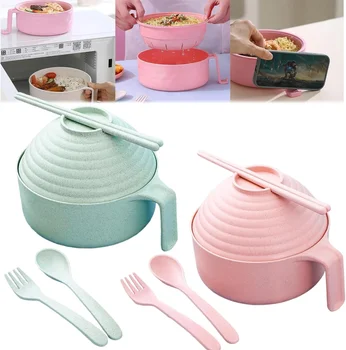 Ramen Bowl Set with Chopsticks – Microwaveable Noodle Cooker Bowl with Lid 1