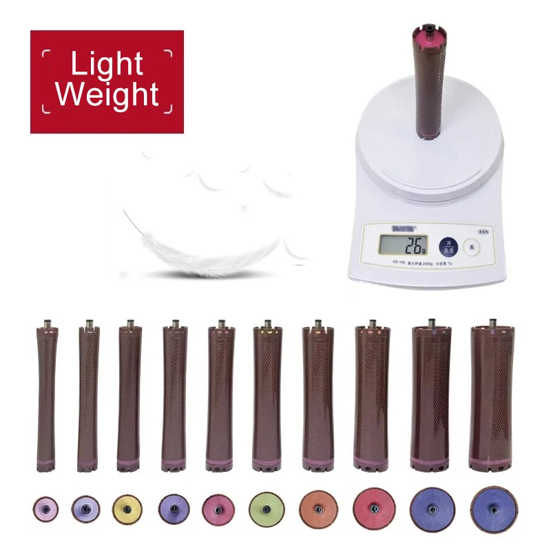 10pcs/set 24V Single Hole Digital Hair Rollers Light Weight Waterproof Heat Curlers Perm Hot Curling Bars Rods Rubberbands 1853