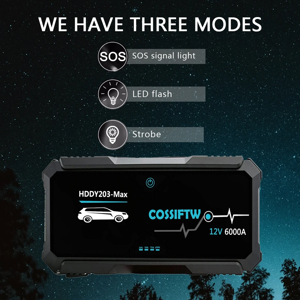12V Car Jump Starter Power Bank with Flashlight Battery Booster Charger Starting Device Auto Emergency Start-up