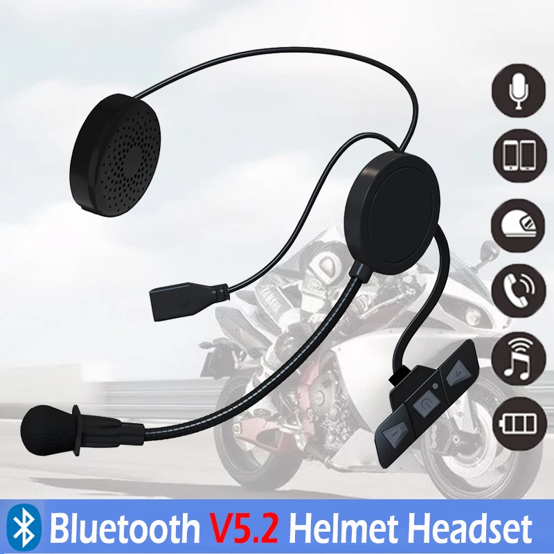 

Bluetooth-гарнитура для шлема мотоциклетная 5.2, водонепроницаемая