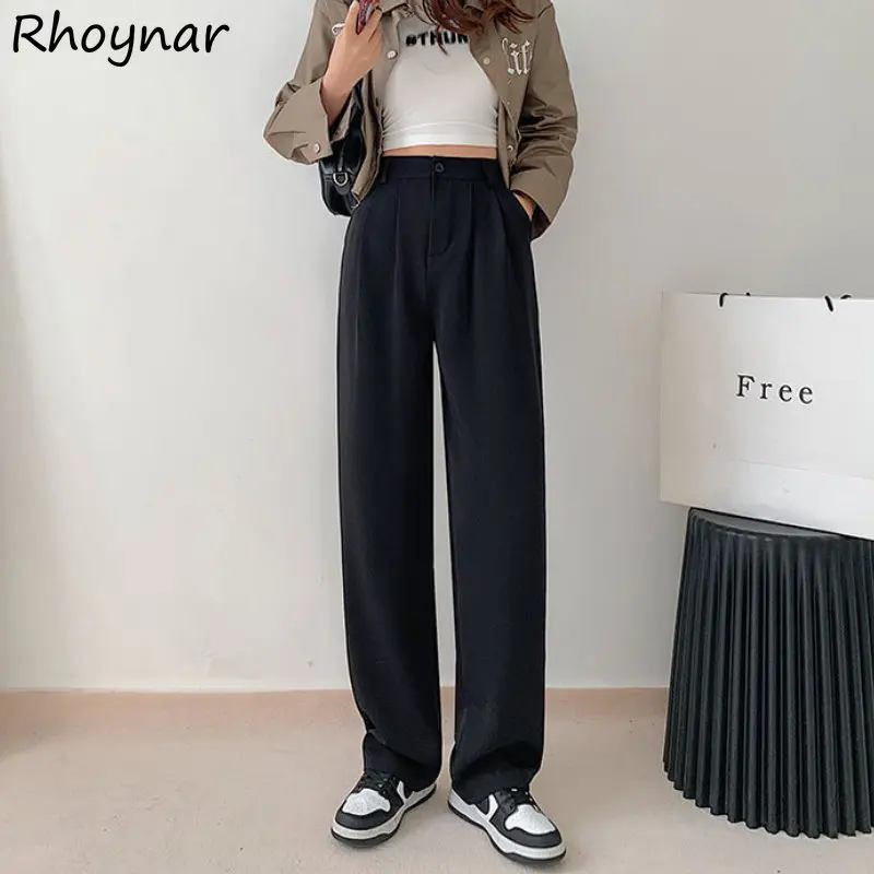 Amazon.com: Women's Korean Style Draped Gray High Waist Pants Women's Loose  Straight Wide Leg Pants Black S: Clothing, Shoes & Jewelry