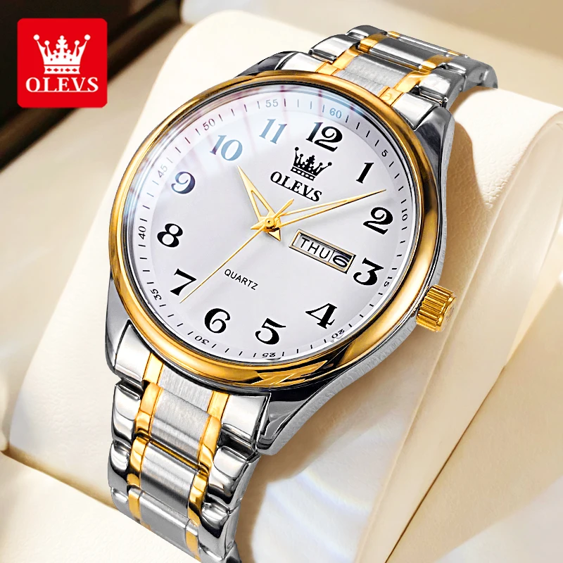 OLEVS 5567 ساعات رجالية أصلية بسيطة كلاسيكية كبيرة...