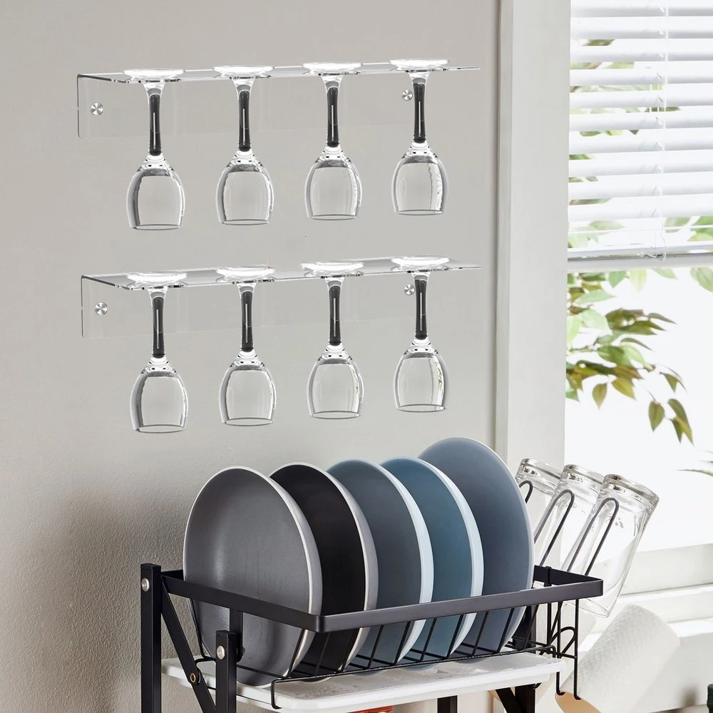 Acrylic Cup Holder Wine Glass Storage Rack Stand Wine Glass Holder Hanging Goblet Holder Bar Cup Holder Wine Glass Hanger Shelf 2