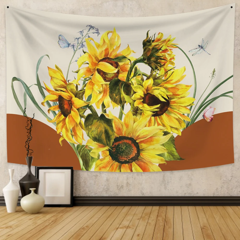 

Sunflower Tapestry Retro Art Oil Painting Mandala Tapestry Hippie Psychedelic Bohemian Living Room Bedroom Decoration Blanket