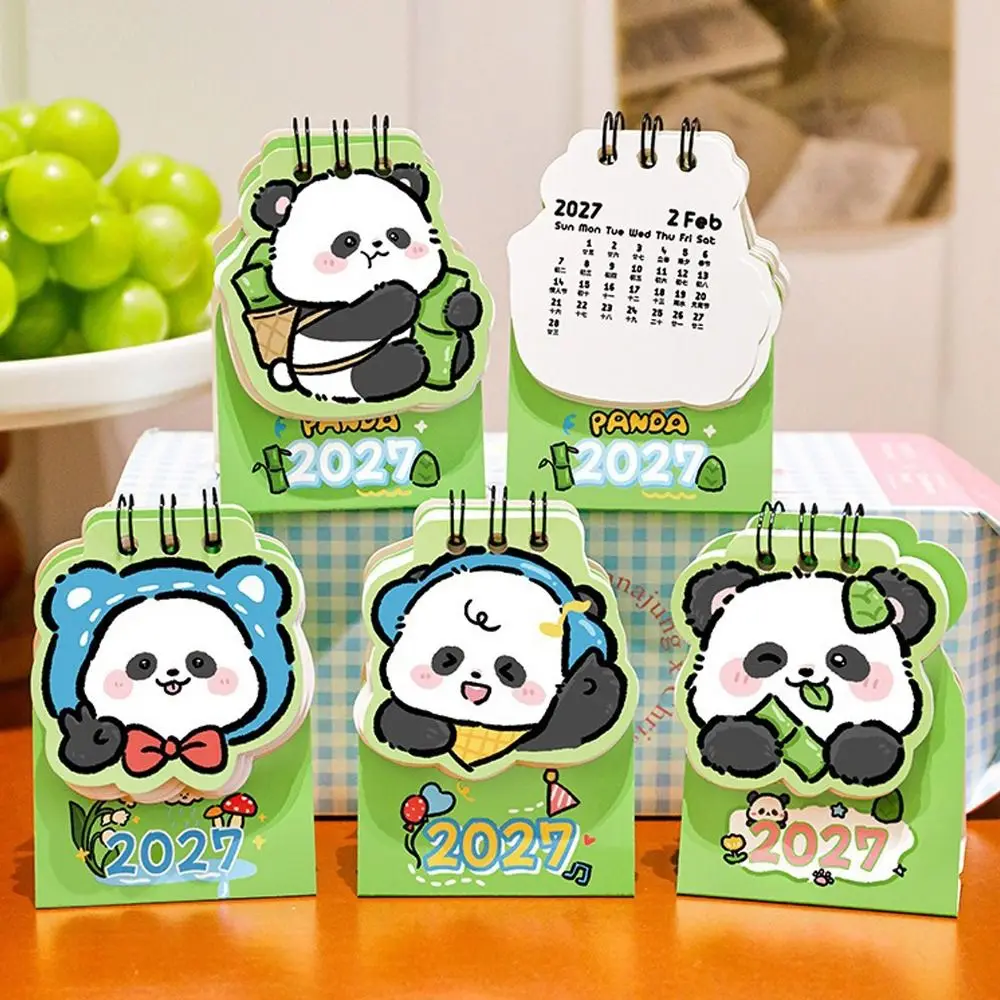 Carino Mini Calendario da Scrivania 2027 con Doppia Spirale, Pianificatore Mensile con Marcatori, Calendario da Tavolo a Spirale con Cartoni Animati per Casa e Ufficio - immagine 5